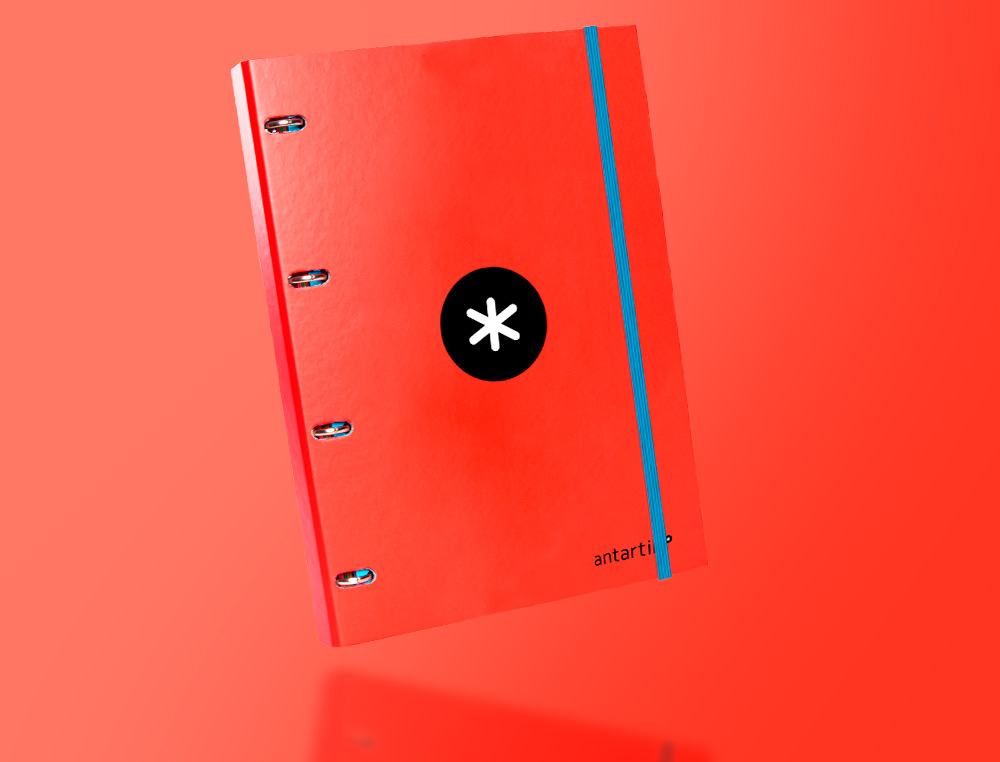 CARPETA CON RECAMBIO ANTARTIK A4 CUADRO 5MM FORRADA 4 ANILLAS 25MM REDONDAS COLOR ROJO