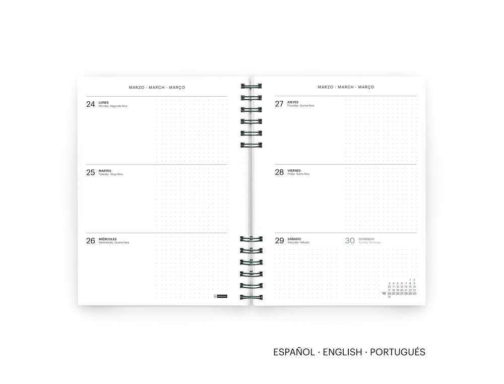 AGENDA ESPIRAL WIRE-O MIQUELRIUS 2026 PLUS BASIC SEMANA VISTA 155X213 MM COLOR NEGRO