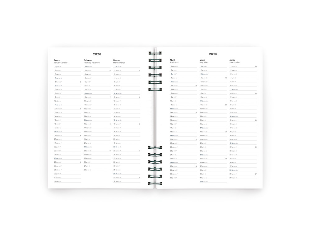 AGENDA ESPIRAL WIRE-O MIQUELRIUS 2026 PLUS BASIC SEMANA VISTA 155X213 MM COLOR NEGRO