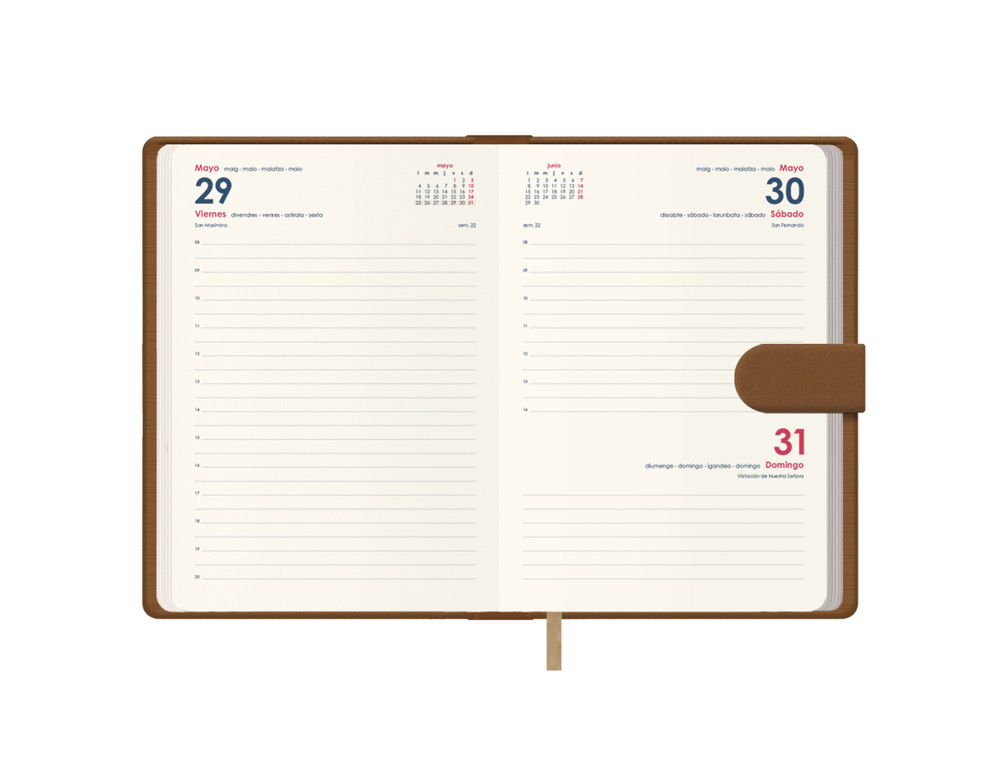 AGENDA ENCUADERNADA DOHE 2026 SENA POLIPIEL CIERRE CON PESTAA IMANTADA DIA PAGINA 150X210 MM COLOR CAMEL