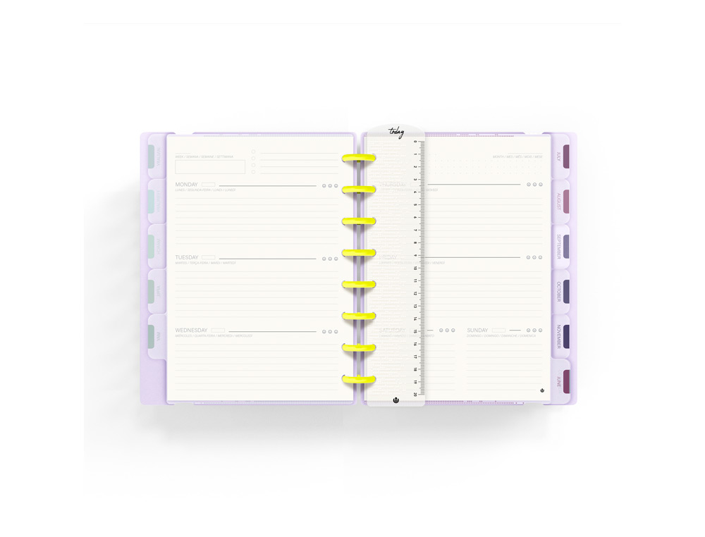 AGENDA ANILLAS CARCHIVO INGENIOX A5 SEMANA VISTA NEON MALVA PASTEL