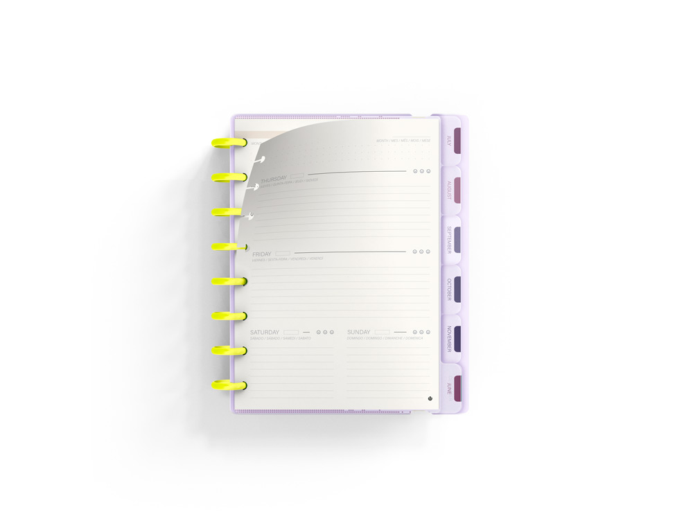 AGENDA ANILLAS CARCHIVO INGENIOX A5 SEMANA VISTA NEON MALVA PASTEL