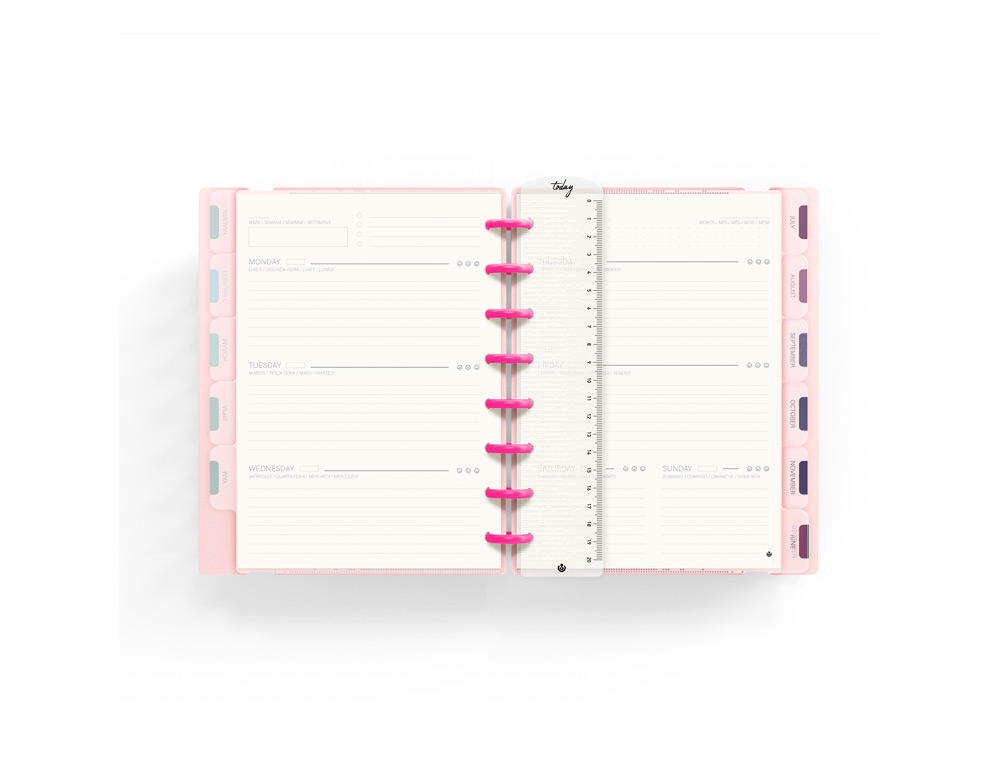 AGENDA ANILLAS CARCHIVO INGENIOX A5 SEMANA VISTA NEON ROSA PASTEL