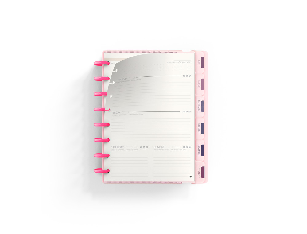AGENDA ANILLAS CARCHIVO INGENIOX A5 SEMANA VISTA NEON ROSA PASTEL