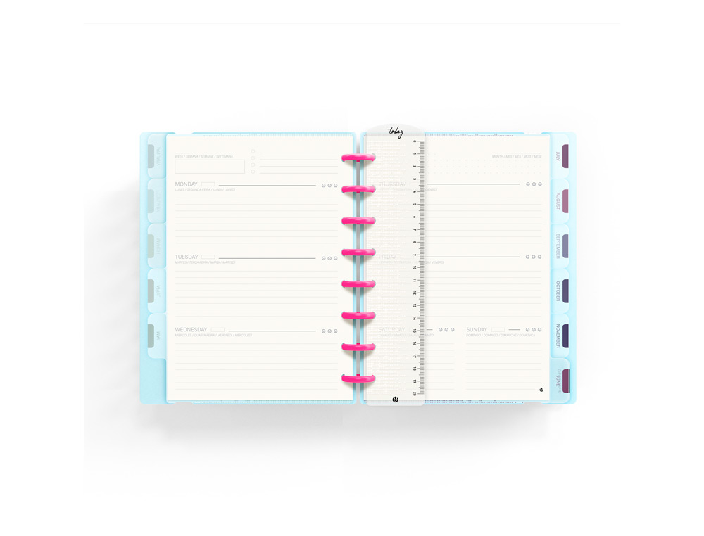 AGENDA ANILLAS CARCHIVO INGENIOX A5 SEMANA VISTA NEON AZUL PASTEL