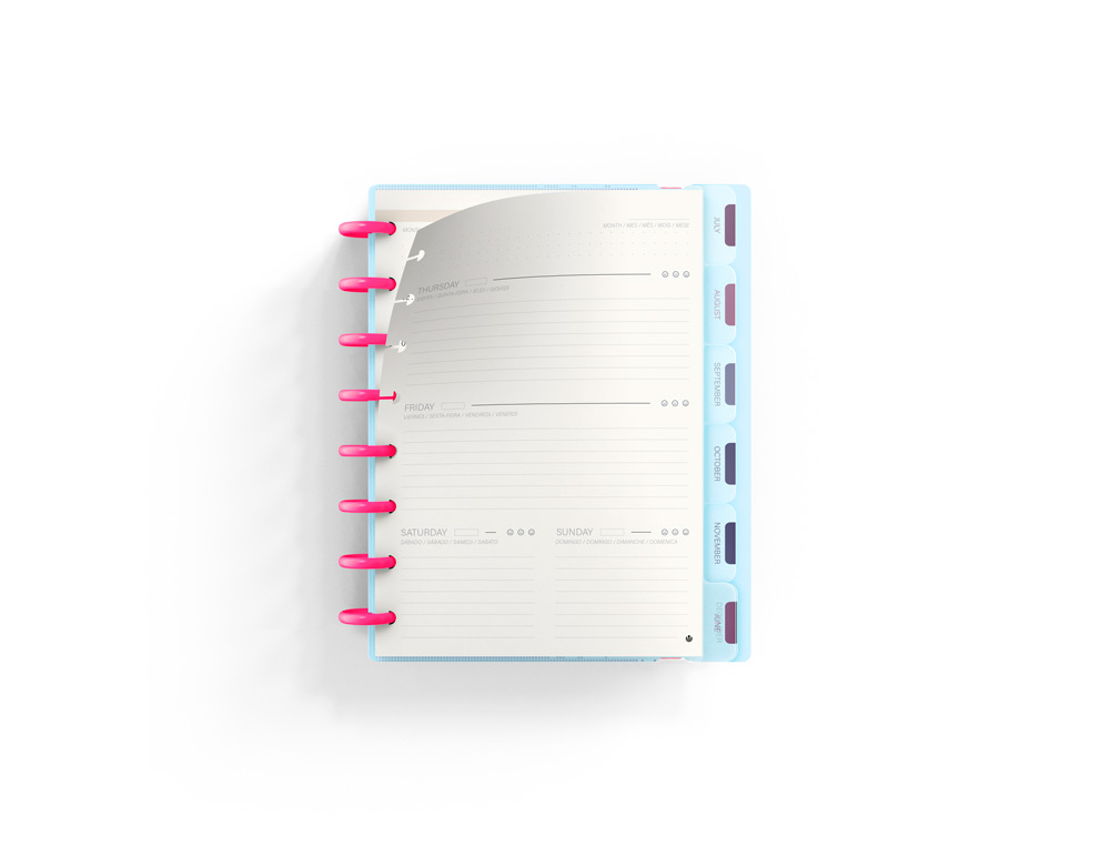 AGENDA ANILLAS CARCHIVO INGENIOX A5 SEMANA VISTA NEON AZUL PASTEL