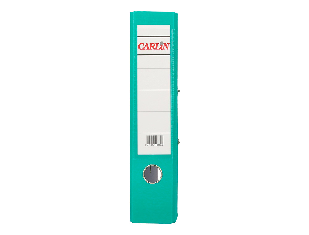 ARCHIVADOR DE PALANCA CARLIN DIN A4 FORRADO POLIPROPILENO CON RADO LOMO ANCHO 75 MM VERDE CLARO