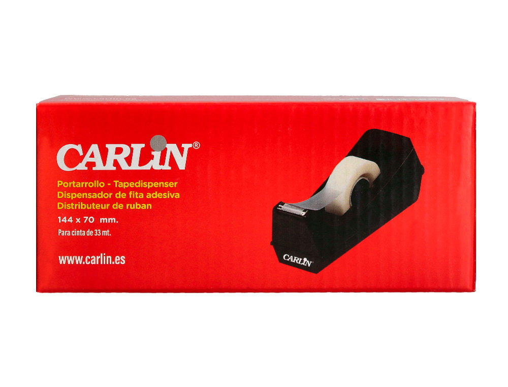 PORTARROLLO SOBREMESA CARLIN PLASTICO PARA CINTA DE 33 MT COLOR NEGRO