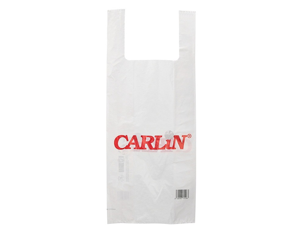 BOLSA PLASTICO CAMISETA CARLIN 200 MC 70% RECICLADA 400X260X600 MM PAQUETE DE 100 UNIDADES