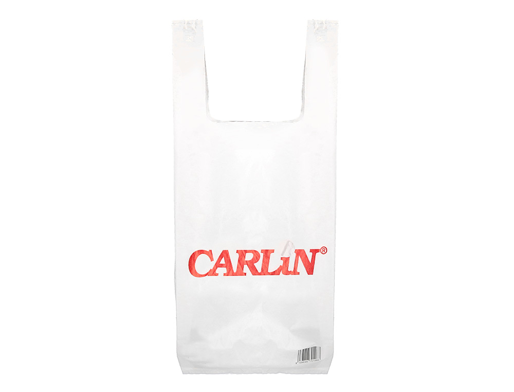 BOLSA PLASTICO CAMISETA CARLIN 200 MC 70% RECICLADA 400X260X600 MM PAQUETE DE 100 UNIDADES