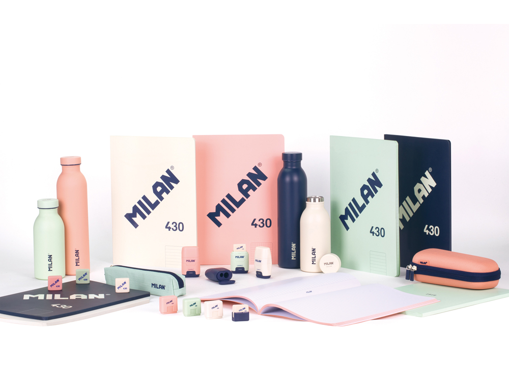LIBRETA ENCOLADA MILAN TAPA CARTON FLEXIBLE DIN A4 48 HOJAS MICROPERFORADO CUADRO 5 MM SERIE 1918 COLOR ROSA