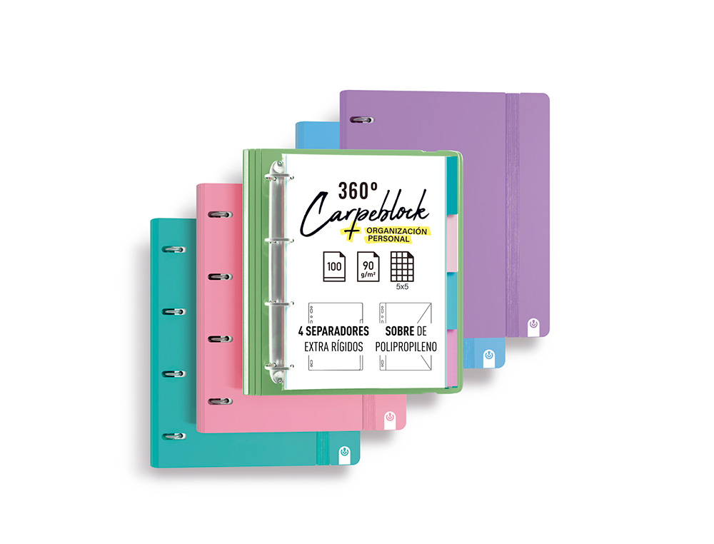 CARPETA CARPEBLOCK CARCHIVO DIN A4 FOAM CON RECAMBIO BONUS 360 STYLE COLOR VERDE MENTA