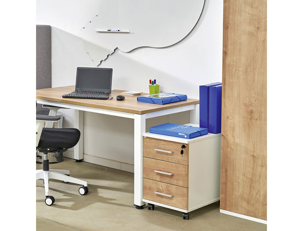 MESA DE OFICINA ROCADA EXECUTIVE 2001AM08 COLOR BLANCO/ROBLE 140X80 CM