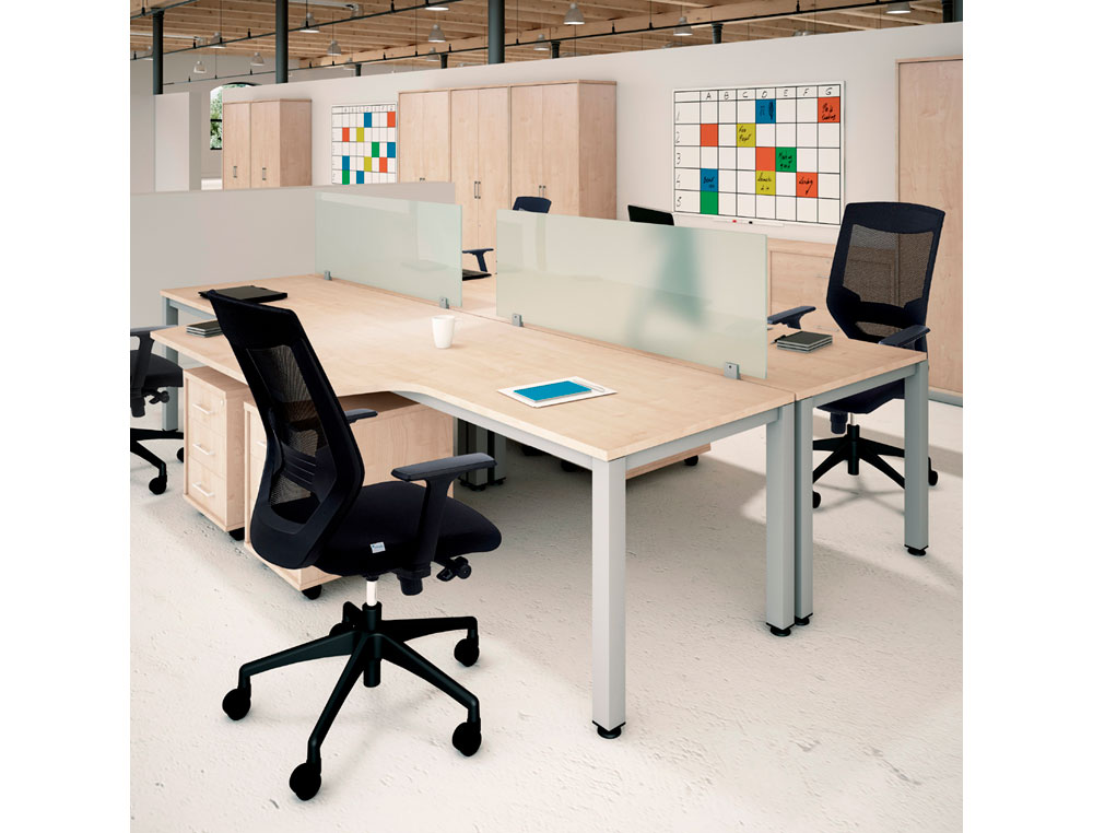 MESA DE OFICINA ROCADA EXECUTIVE 2001AM08 COLOR BLANCO/ROBLE 140X80 CM