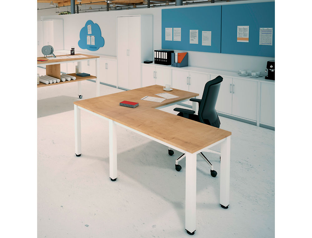 MESA DE OFICINA ROCADA EXECUTIVE 2001AM08 COLOR BLANCO/ROBLE 140X80 CM