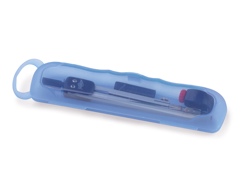 COMPAS FAIBO CON ADAPTADOR UNIVERSAL CON ESTUCHE PLASTICO COLOR AZUL