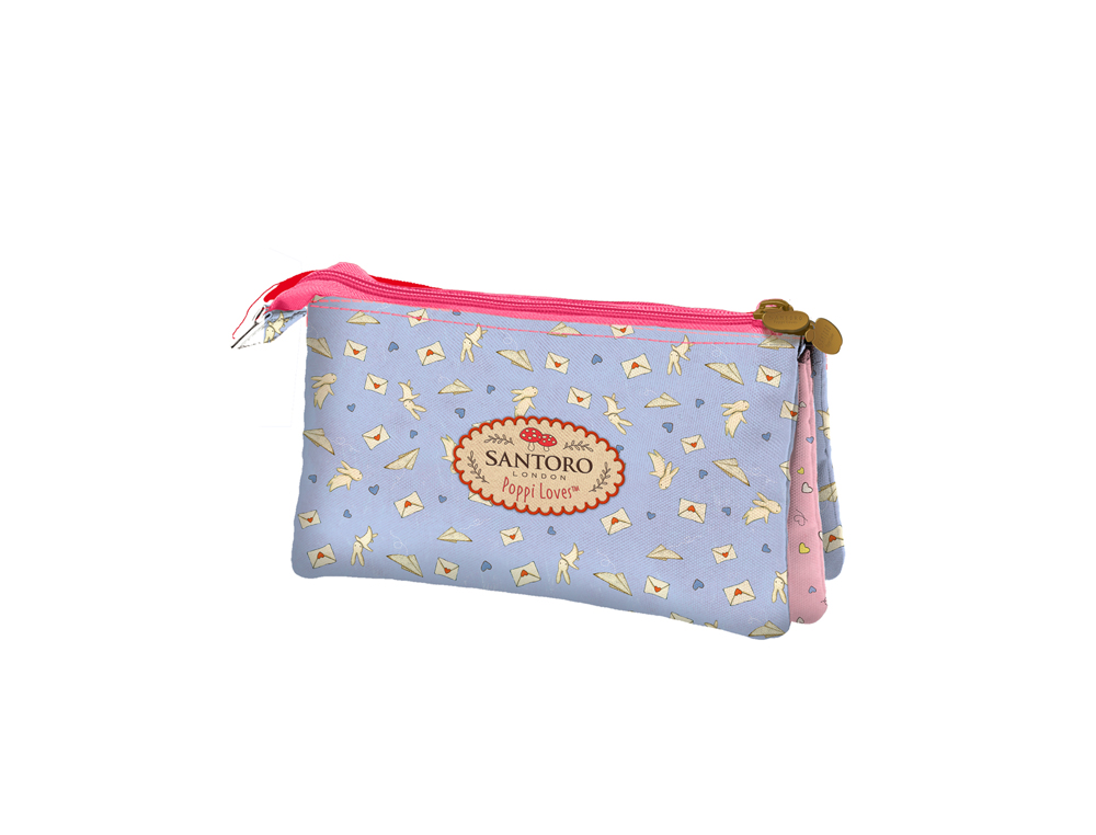 BOLSO ESCOLAR DOHE SANTORO PORTATODO TRIPLE POPPI LOVES 220X25X125 MM