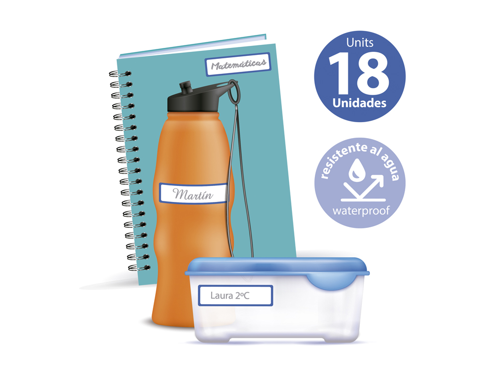 ETIQUETA OFFICE BOX PLASTIFICADA CON FILM PROTECTOR PERMANENTE 70X15 MM BLISTER DE 18 UNIDADES