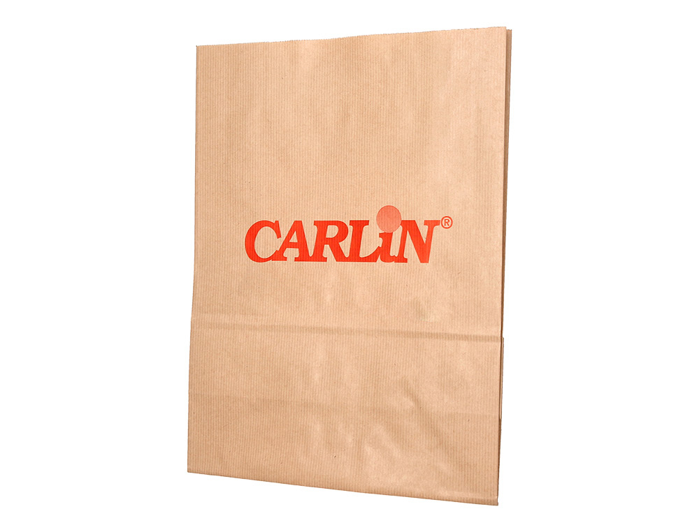 BOLSA KRAFT VERJURADO ASA PLANA CARLIN 32X12X41 CM 90 GR CAJA DE 250 UNIDADES