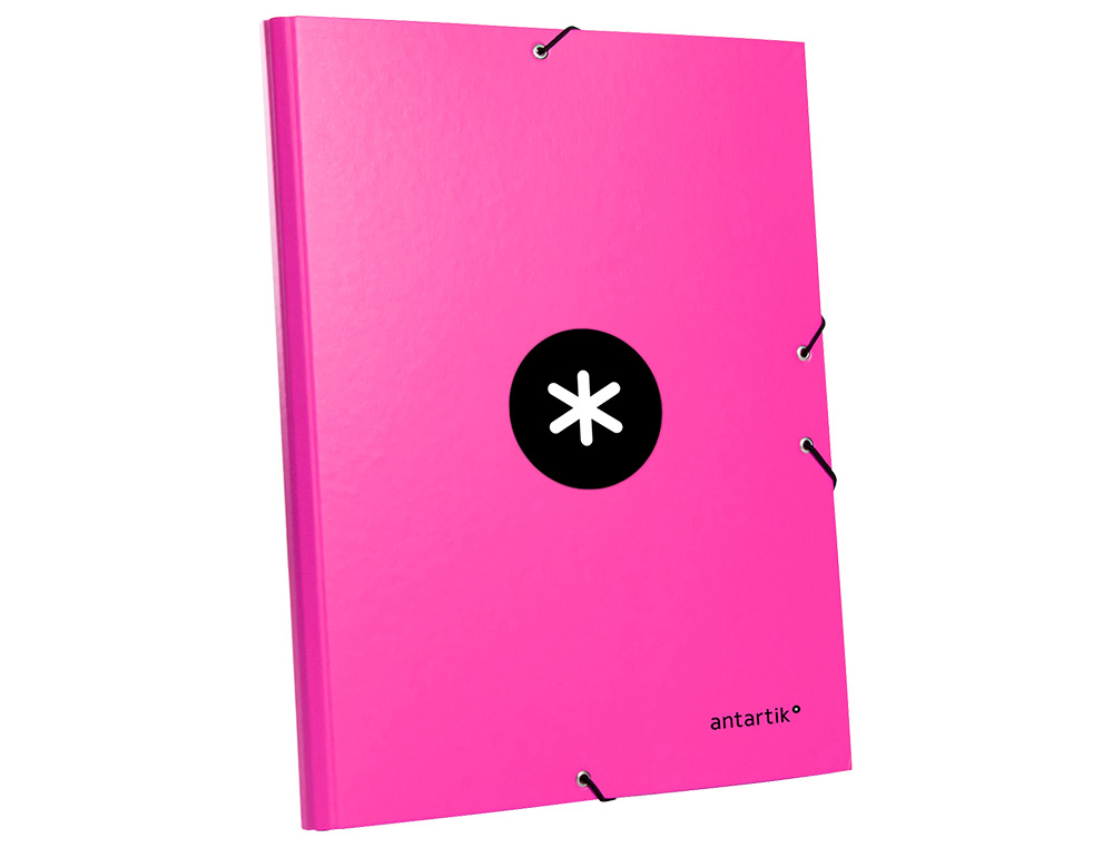 CARPETA ANTARTIK GOMAS TRES SOLAPAS CARTON FORRADO A4 COLOR ROSA