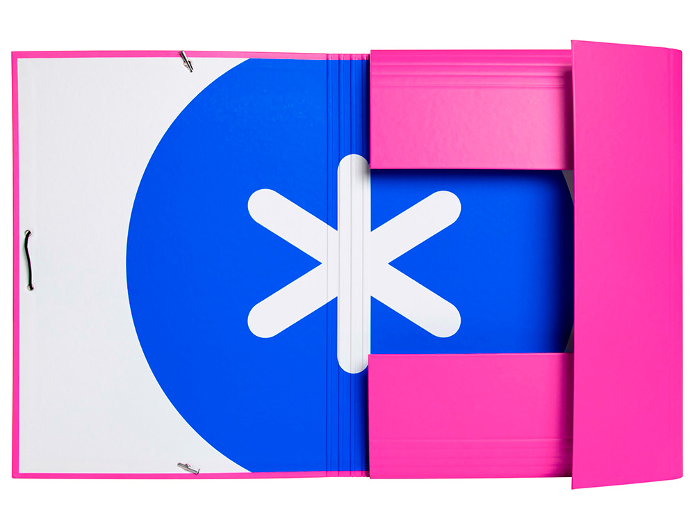CARPETA ANTARTIK GOMAS TRES SOLAPAS CARTON FORRADO A4 COLOR ROSA