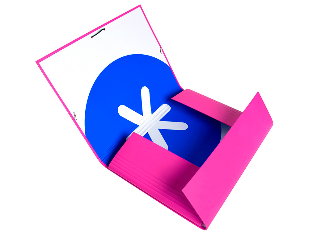 CARPETA ANTARTIK GOMAS TRES SOLAPAS CARTON FORRADO A4 COLOR ROSA