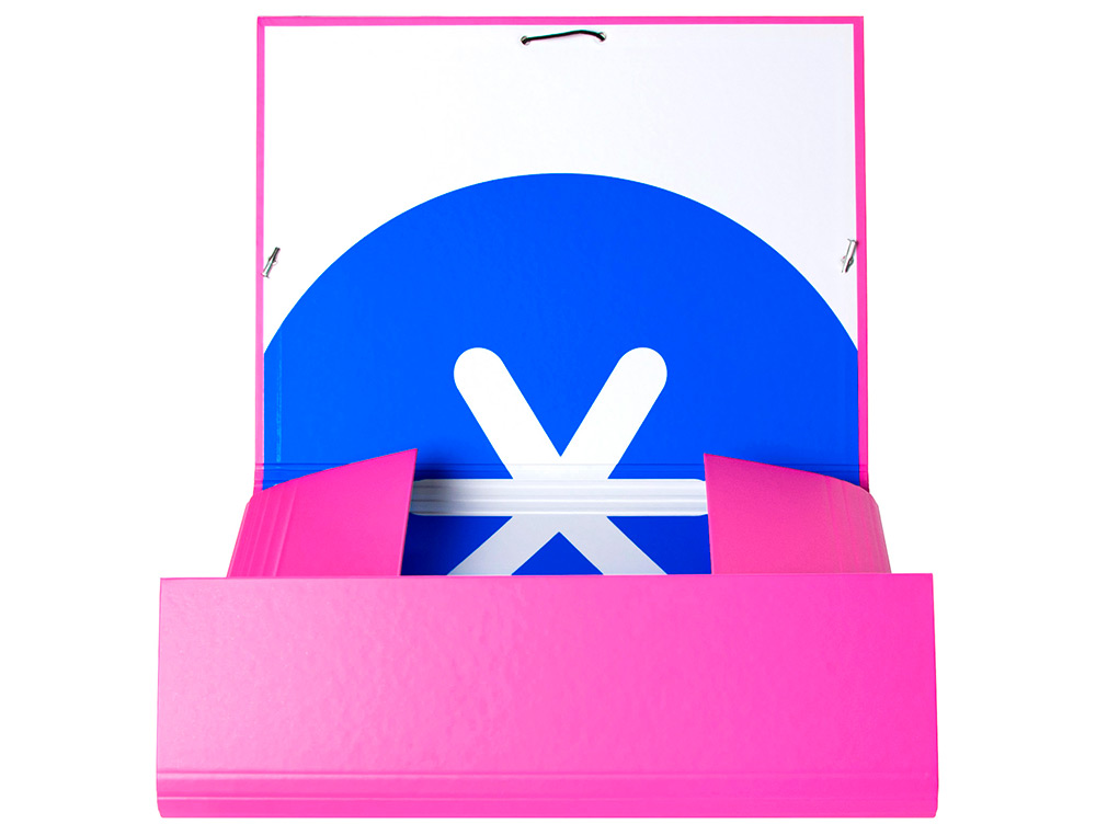 CARPETA ANTARTIK GOMAS TRES SOLAPAS CARTON FORRADO A4 COLOR ROSA