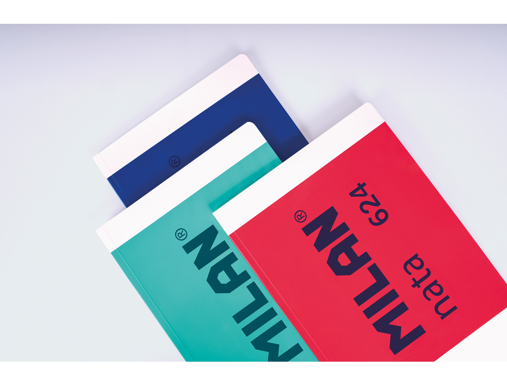 LIBRETA ENCOLADA MILAN TAPA CARTON FLEXIBLE DIN A4 48 HOJAS 95 GR MICROPERFADO CUADRO 5 MM SERIE NATA 624