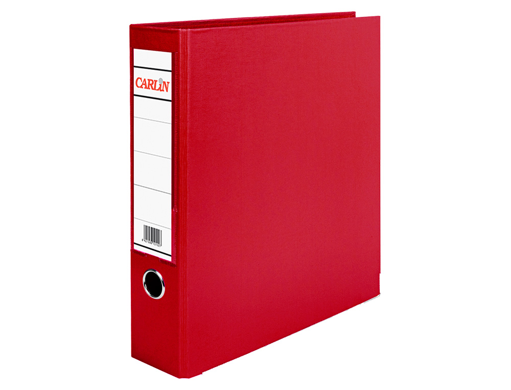 ARCHIVADOR DE PALANCA CARLIN FOLIO FORRADO POLIPROPILENO CON RADO LOMO ANCHO 75 MM ROJO