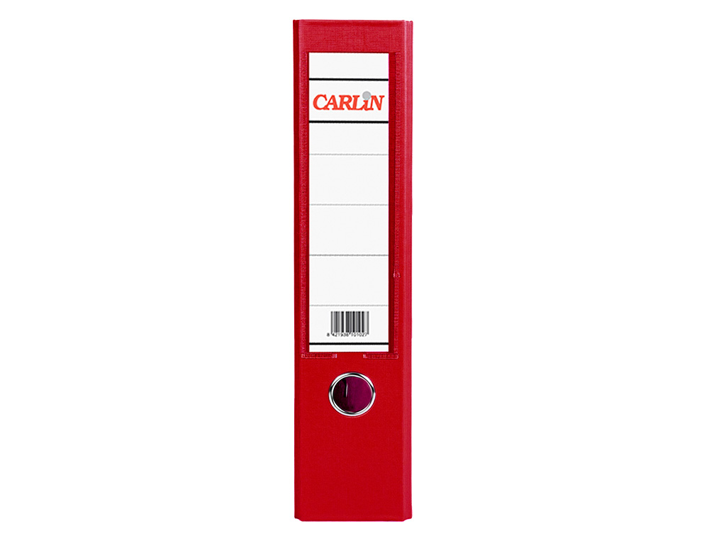 ARCHIVADOR DE PALANCA CARLIN FOLIO FORRADO POLIPROPILENO CON RADO LOMO ANCHO 75 MM ROJO