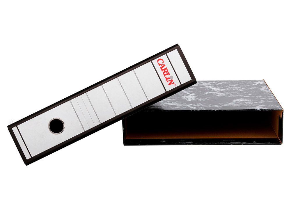 CAJA ARCHIVADOR CARLIN DIN A4 NEGRO JASPEADO