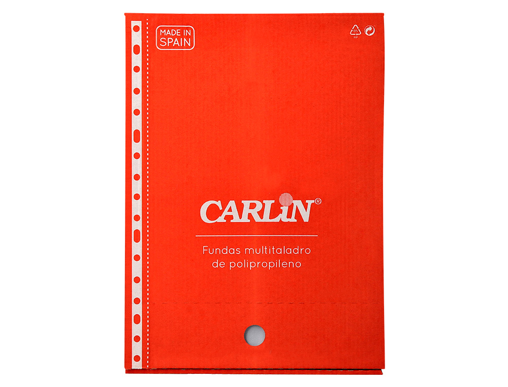 FUNDA MULTITALADRO CARLIN POLIPROPILENO DIN A4 LISO EXTRA 16 TALADROS CAJA DE 100 UNIDADES