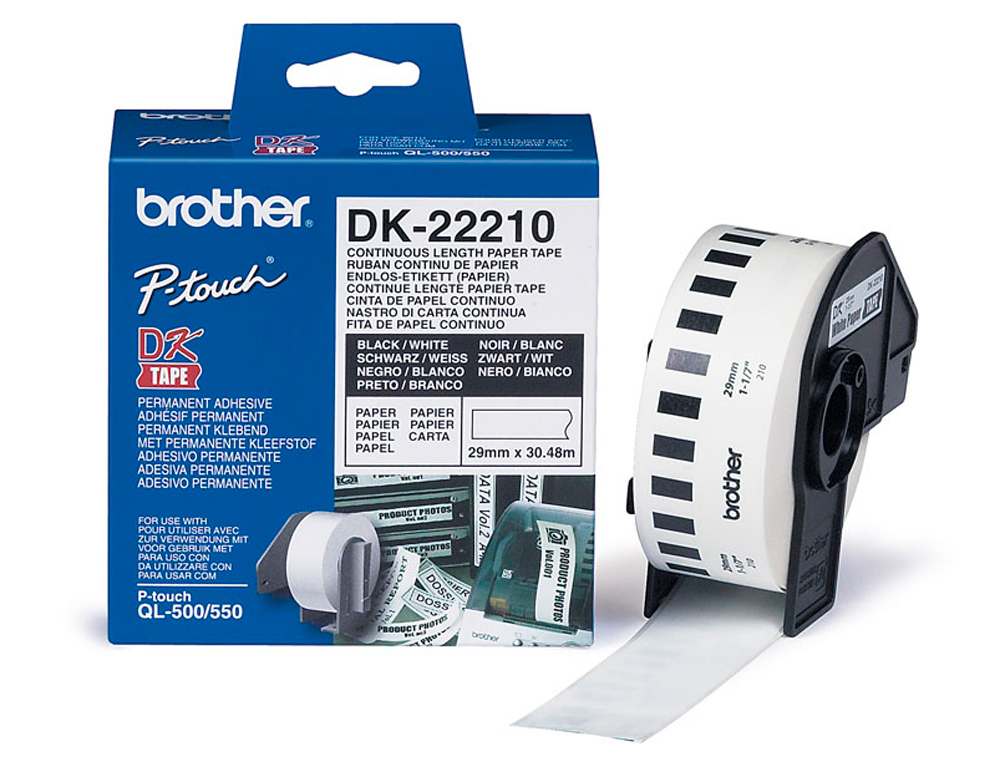 CINTA DE PAPEL CONTINUO BROTHER DK-22210 PARA IMPRESORAS QL -29MMX30,48MTS-