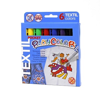 TEMPERA SOLIDA PLAYCOLOR 6 BARRITAS COLORES TEXTIL INSTANT (10501)
