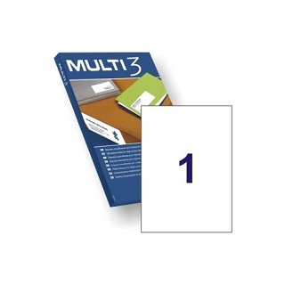 ETIQUETAS ADHESIVAS MULTI-3 TAMAO 210X297 MM CAJA DE 100 HOJAS A4