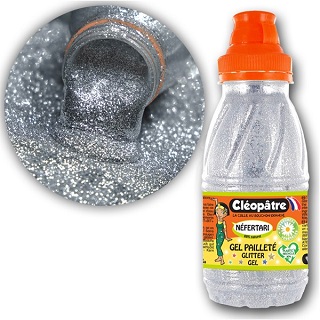 PINTURA GEL CON BRILLANTINA PLATA  CLEOPATRE