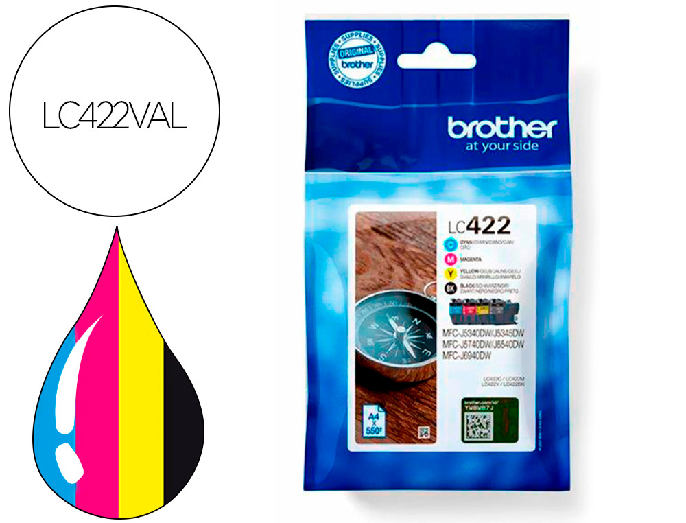 INK-JET BROTHER LC-422VAL MFC-J5340DW / MFC-J5740DW / MFC-J6540DW / MFC-J6940DW 550 PAGINAS NEGRO 500 PAGINAS