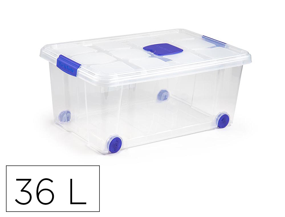 CONTENEDOR PLASTICO PLASTICFORTE N 3 TRANSPARENTE CON TAPA CAPACIDAD 36 L