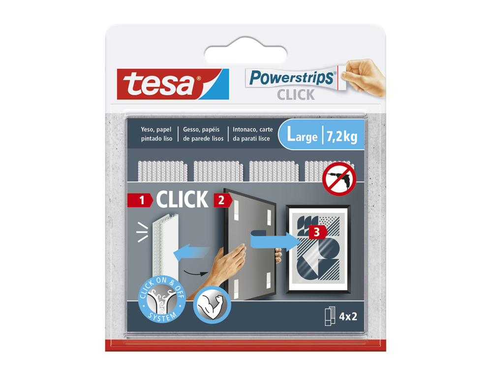 TIRA ADHESIVA TESA POWERSTRIPS CLICK HASTA 7,2 KG 4X2