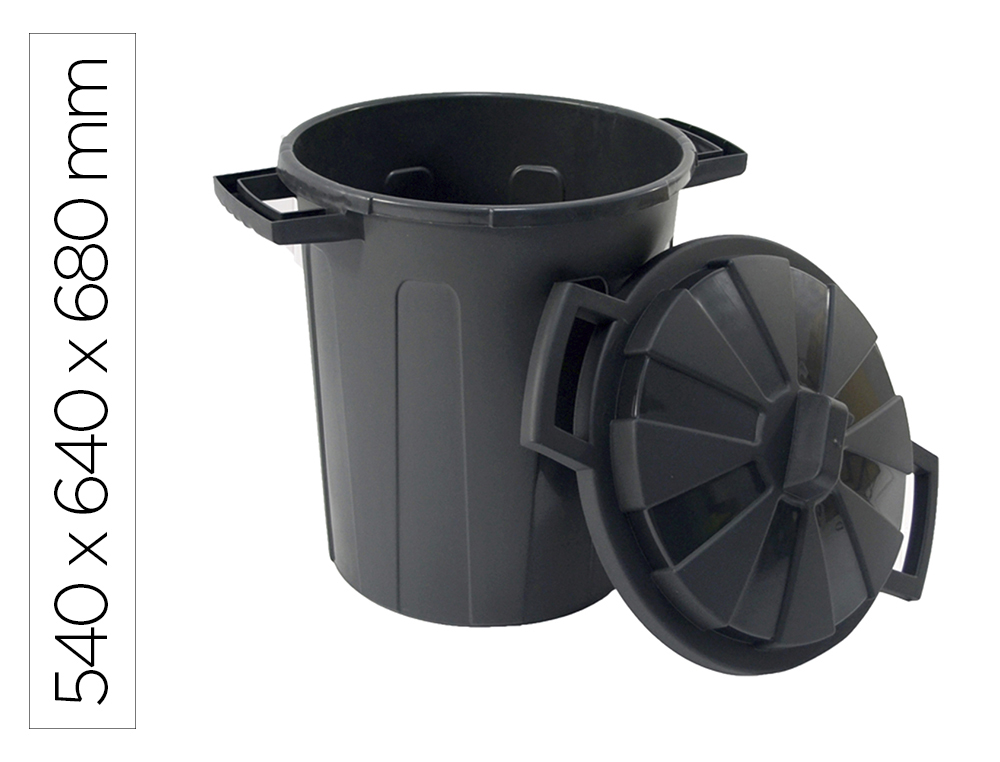 CONTENEDOR DE RECICLAJE ARCHIVO 2000 CON TAPA 100 LITROS NEGRO 540X640X680 MM