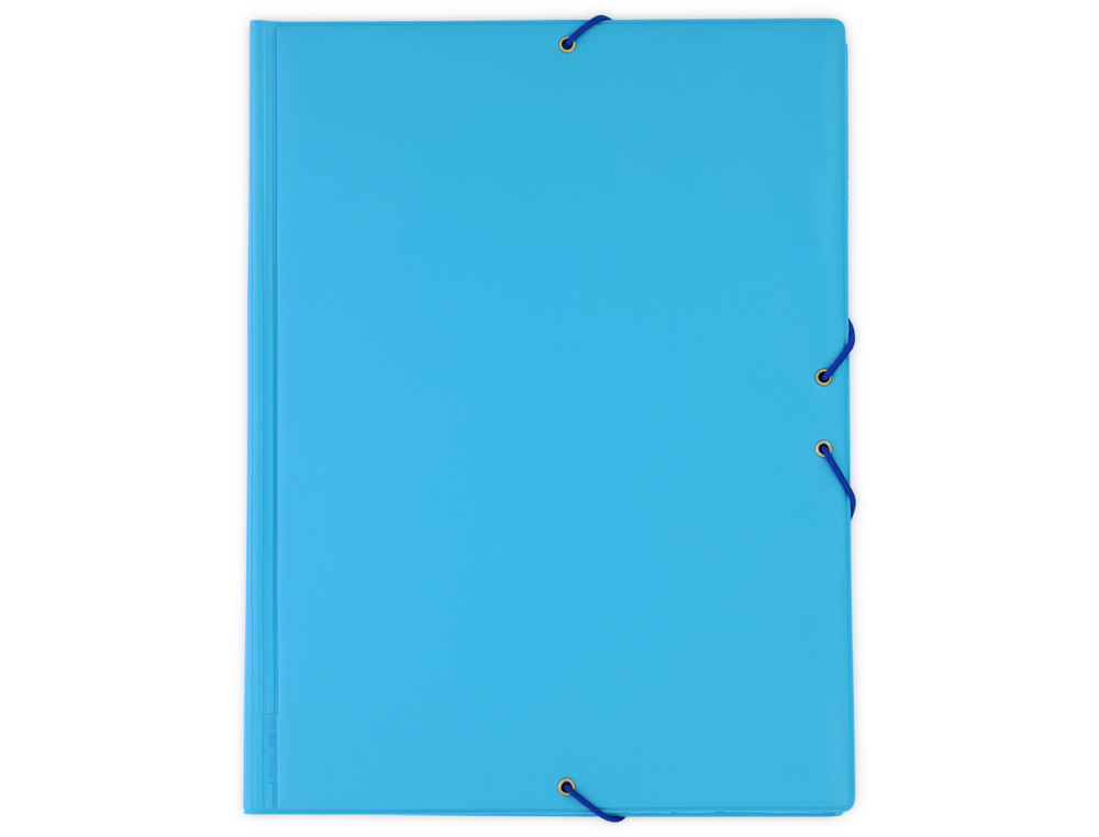 CARPETA GOMA GRAFOPLAS FOLIO FORRADA 3 SOLAPAS PVC AZUL CLARO