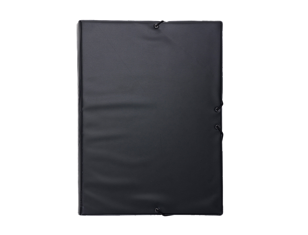 CARPETA GOMA GRAFOPLAS FOLIO FORRADA 3 SOLAPAS PVC NEGRO