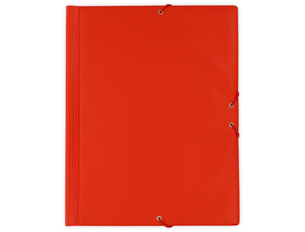 CARPETA GOMA GRAFOPLAS FOLIO FORRADA 3 SOLAPAS PVC ROJO CLARO
