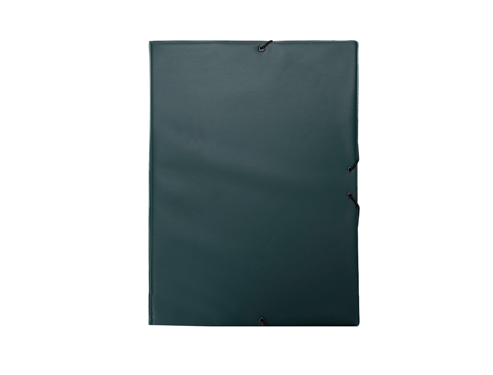 CARPETA GOMA GRAFOPLAS FOLIO FORRADA 3 SOLAPAS PVC VERDE