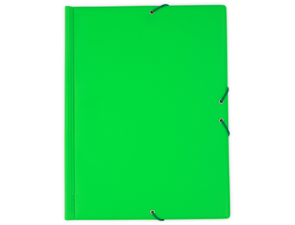 CARPETA GOMA GRAFOPLAS FOLIO FORRADA 3 SOLAPAS PVC VERDE CLARO
