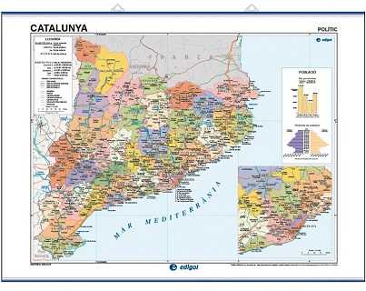 MAPA MURAL CATALUA FISICO Y POLITICO DOBLE CARA 100X140