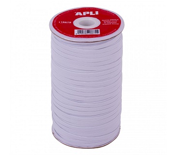 BOBINA GOMA ELASTICA PLANA BLANCA 5MMX100