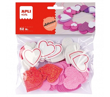 BOLSA DE CORAZONES GOMA EVA 52U APLI (13283)