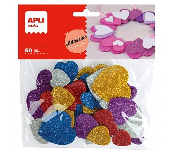 BOLSA DE CORAZONES METAL GOMA EVA 52U AP13484)