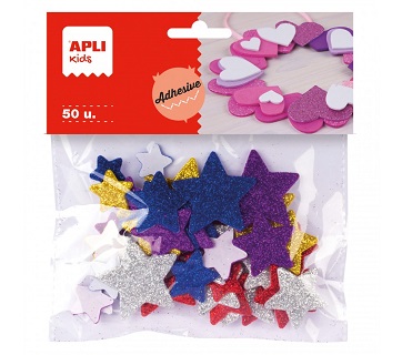 BOLSA DE ESTRELLAS COLOR GOMA EVA 50U APLI (13485)